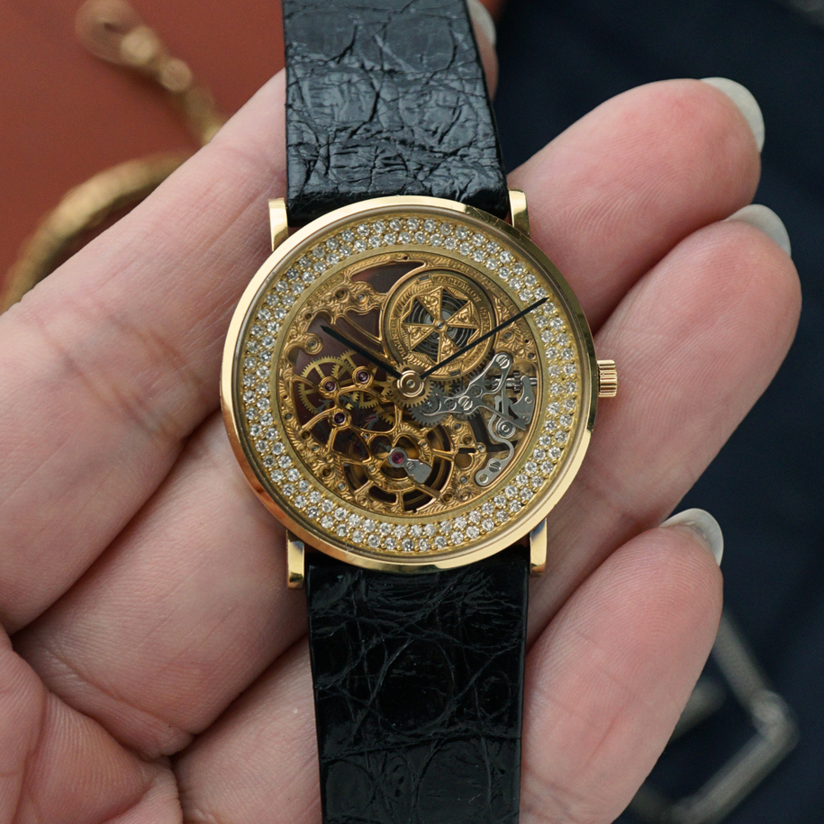 Vacheron Constantin 1980s Diamond Skeleton 30490 18k Yellow Gold Manual 30mm