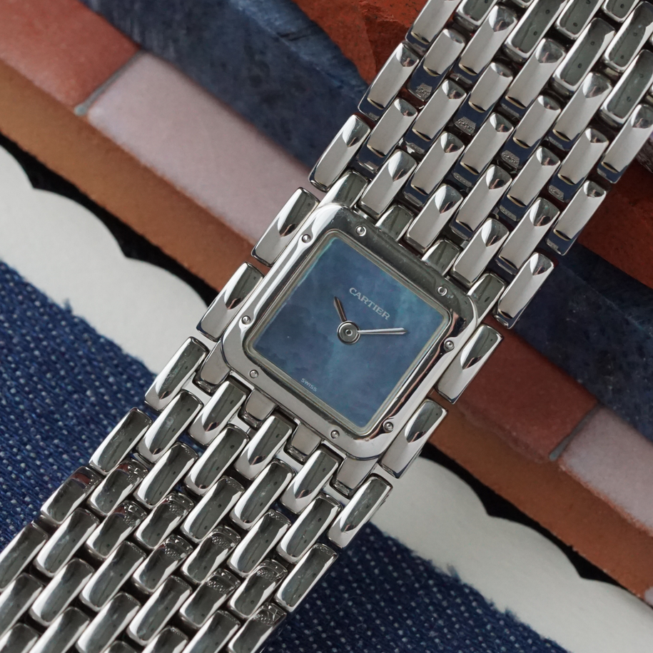 Cartier Panthere Ruban 2420 Blue Mother of Pearl Stainless Steel 2000s Quartz