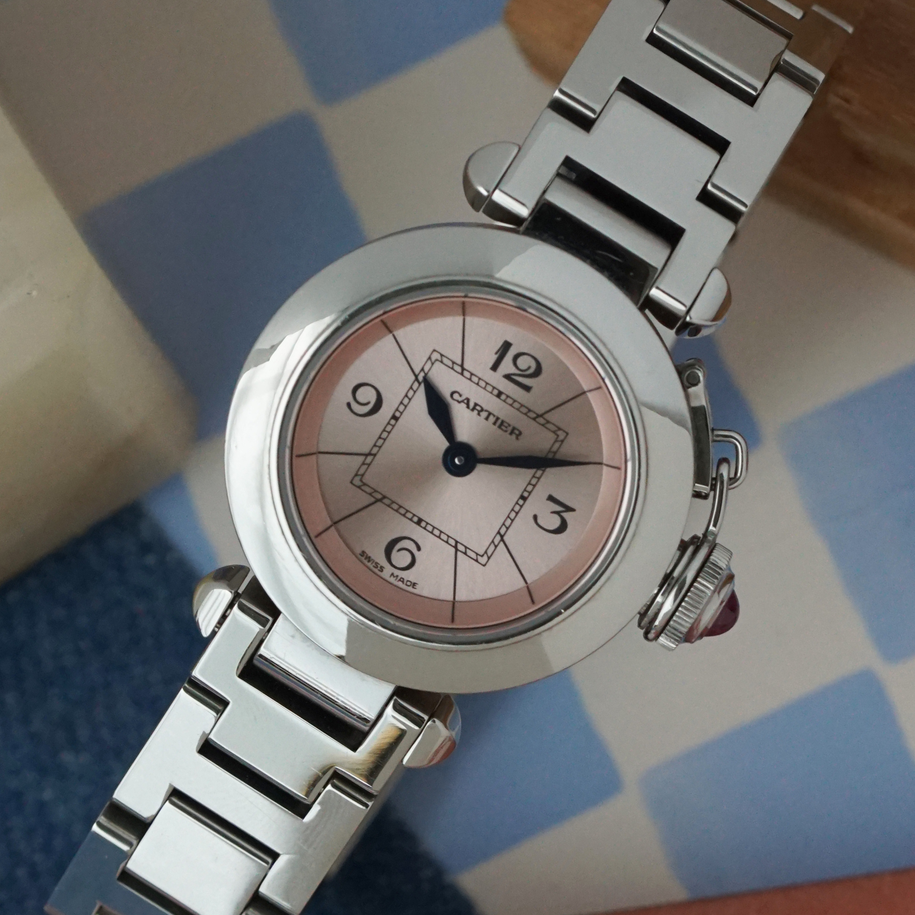 Cartier Mini Miss Pasha Pink Dial W3140008 Stainless Steel