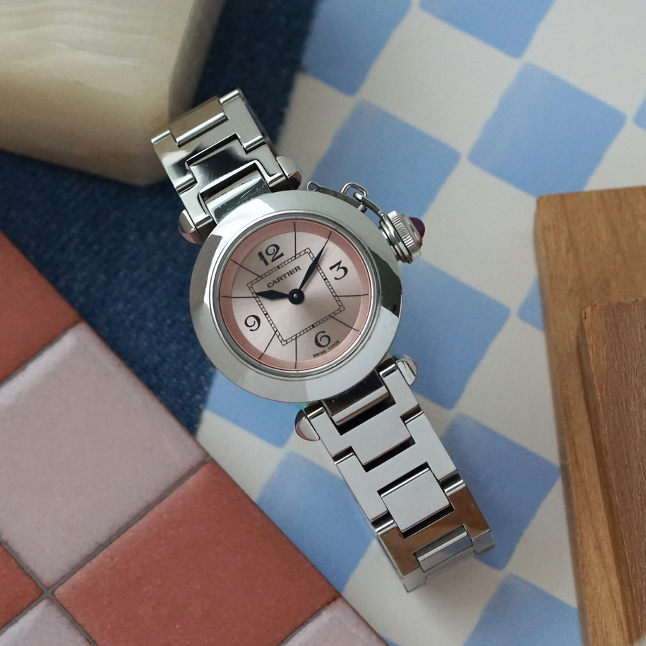 Cartier Mini Miss Pasha Pink Dial W3140008 Stainless Steel