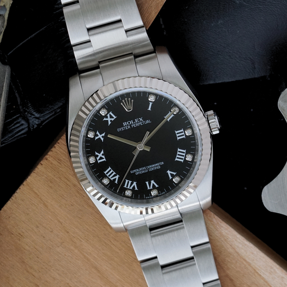 Rolex Oyster Perpetual 116034 Black Diamond Dial 36mm 2009 Automatic