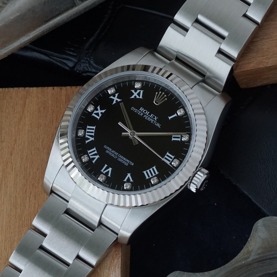 Rolex Oyster Perpetual 116034 Black Diamond Dial 36mm 2009 Automatic