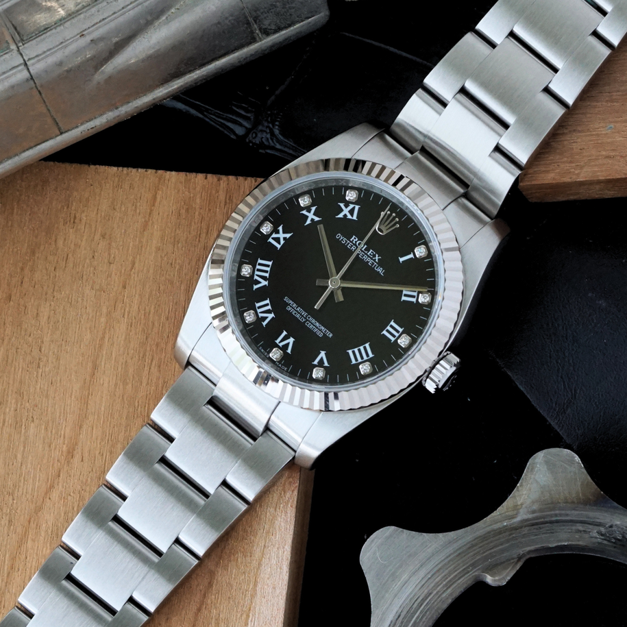 Rolex Oyster Perpetual 116034 Black Diamond Dial 36mm 2009 Automatic