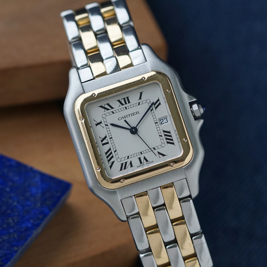 Cartier 1990s Large Panthere Two Row Two Tone 29mm Factory Service