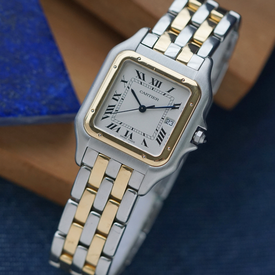 Cartier 1990s Large Panthere Two Row Two Tone 29mm Factory Service