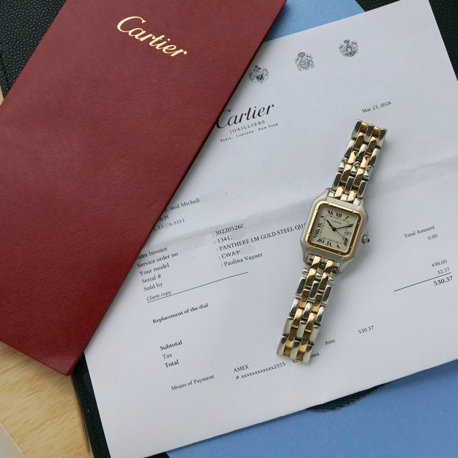 Cartier 1990s Large Panthere Two Row Two Tone 29mm Factory Service