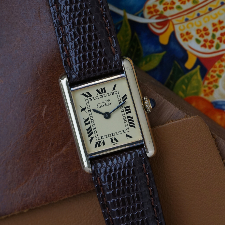 Cartier 1980s Ladies Must Tank Vermeil 21mm Manual Wind