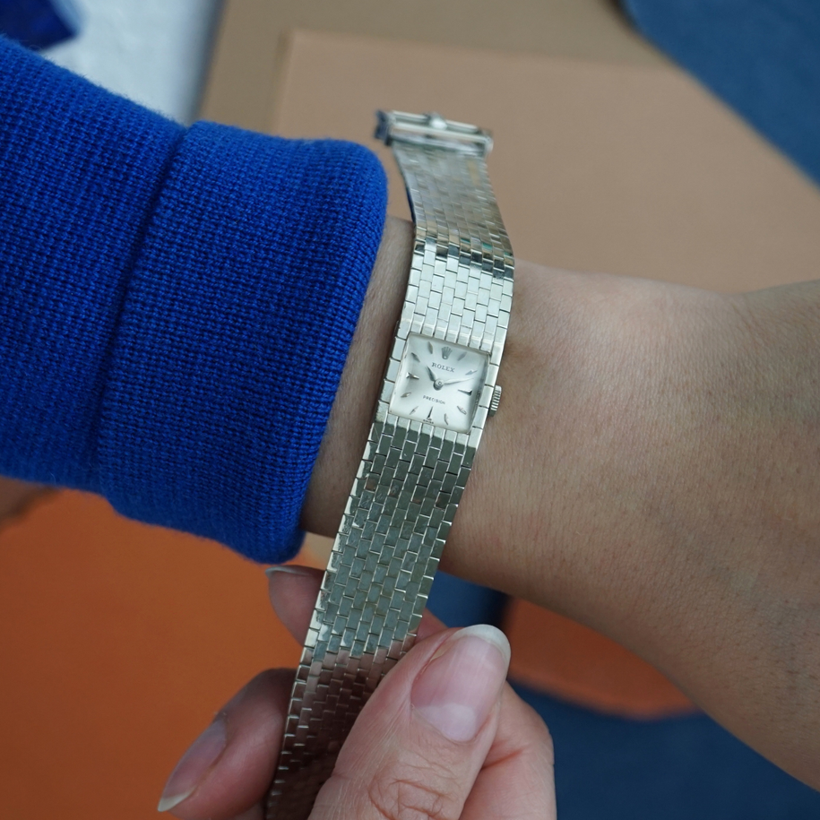 Rolex 1960s Precision Belt Buckle 18k White Gold Bracelet Women’s Watch