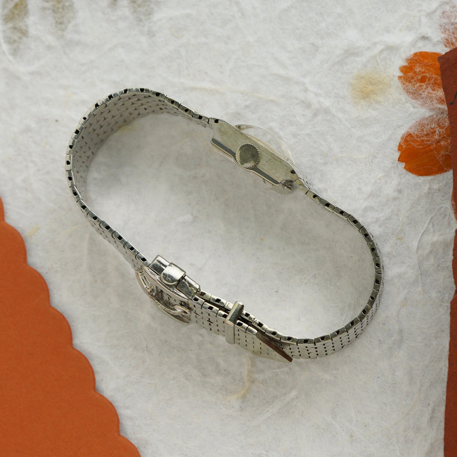 Rolex 1960s Precision Belt Buckle 18k White Gold Bracelet Women’s Watch