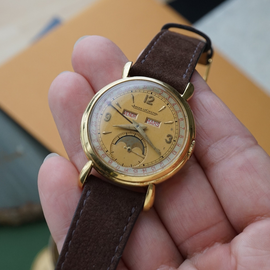 Jaeger LeCoultre Vintage Triple Date Moonphase 18k Yellow Gold