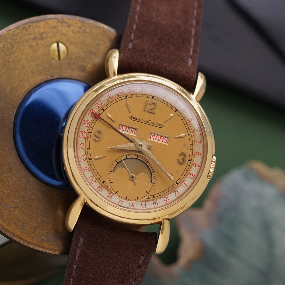 Jaeger LeCoultre Vintage Triple Date Moonphase 18k Yellow Gold