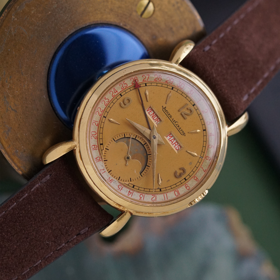 Jaeger LeCoultre Vintage Triple Date Moonphase 18k Yellow Gold