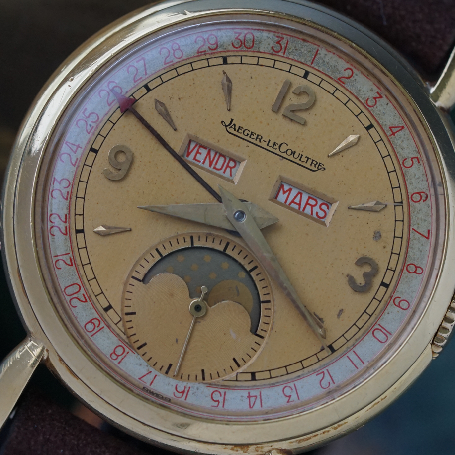 Jaeger LeCoultre Vintage Triple Date Moonphase 18k Yellow Gold