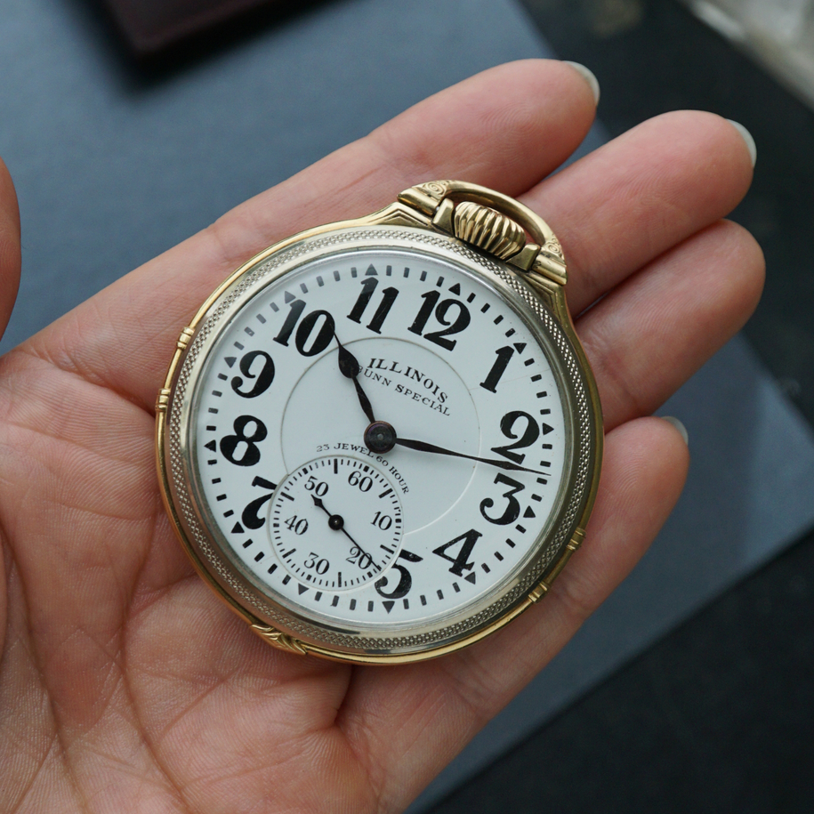 1929 Illinois Bunn Special Two-Tone 14k Gold Fill Railroad Pocket Watch Case 206