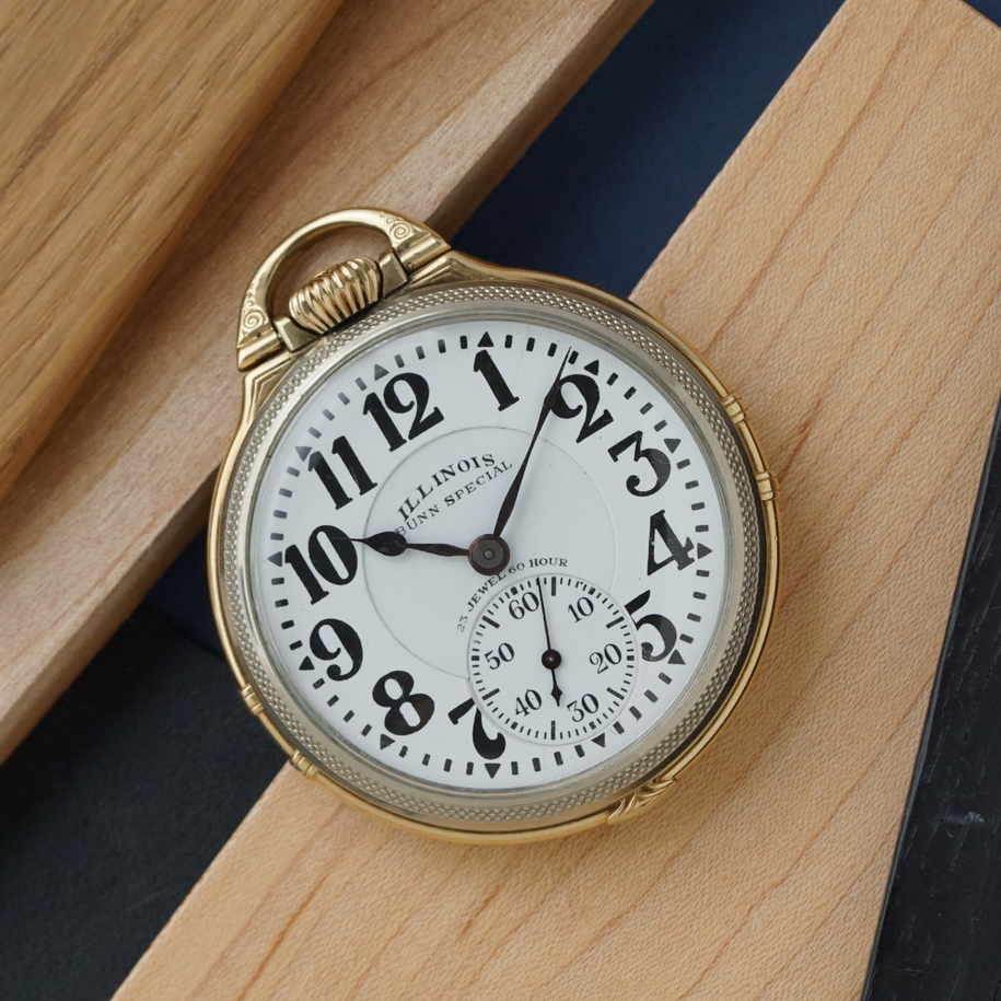 1929 Illinois Bunn Special Two-Tone 14k Gold Fill Railroad Pocket Watch Case 206