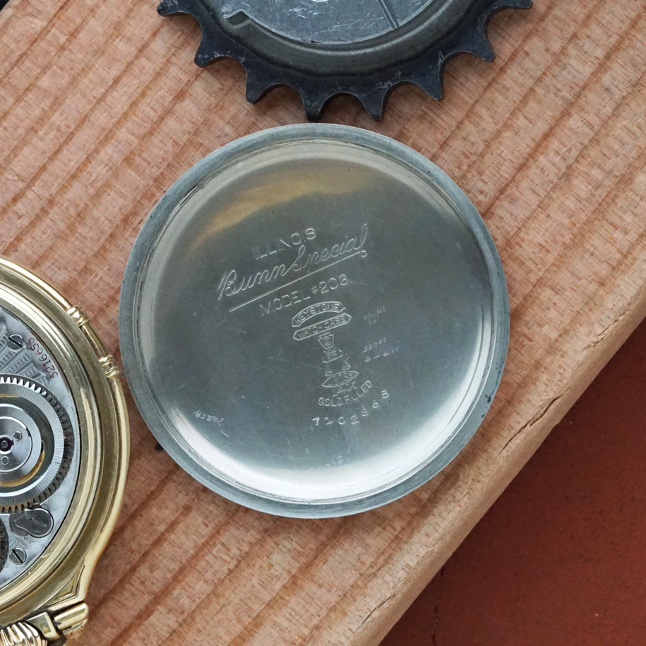 1929 Illinois Bunn Special Two-Tone 14k Gold Fill Railroad Pocket Watch Case 206