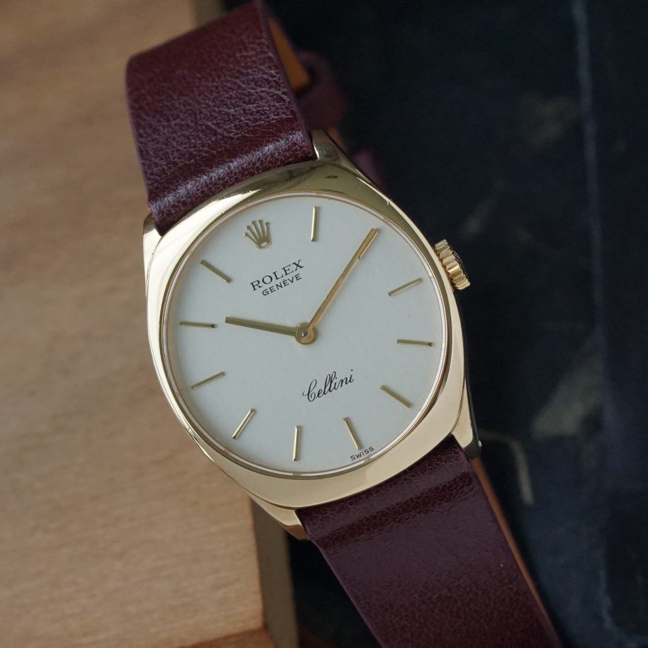 Rolex Cellini Cushion Watch Ref. 4129 in 18k Yellow Gold Circa 1975