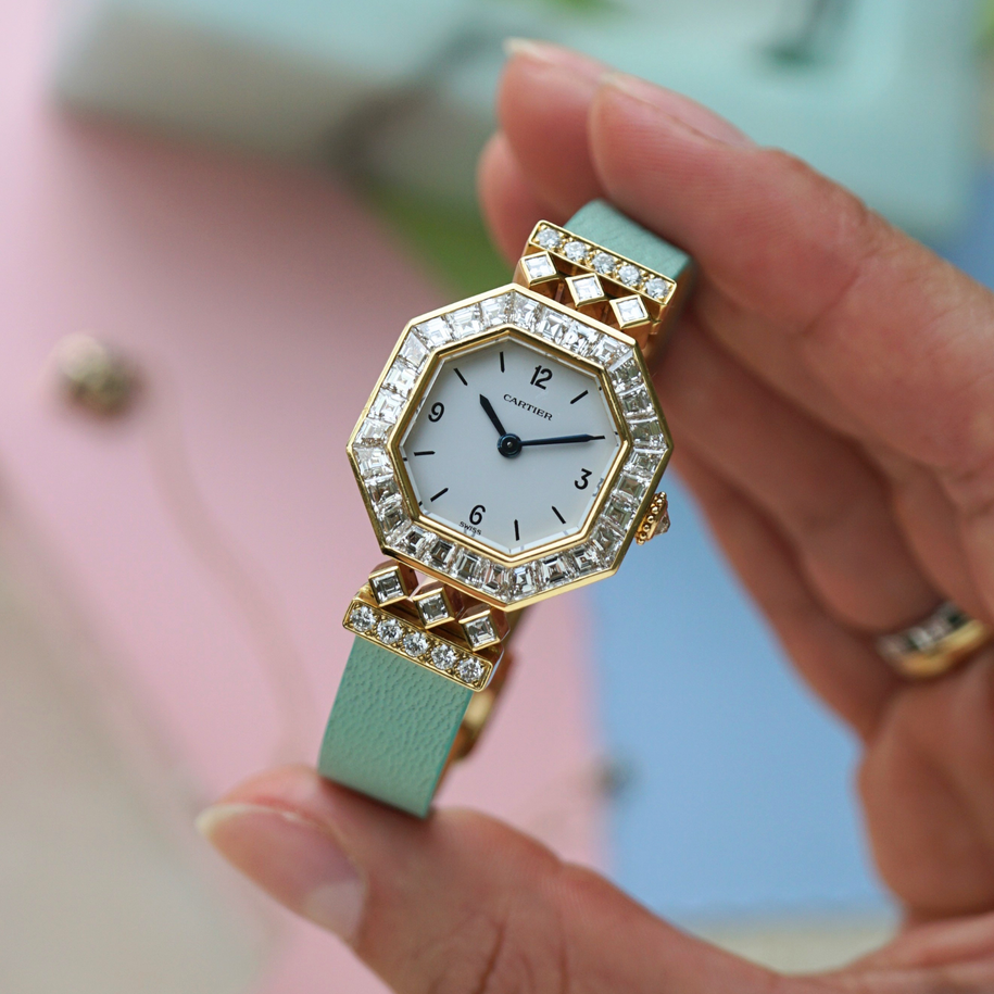 Cartier Vintage Andine with Asscher-Cut Diamond Bezel in 18k Yellow Gold