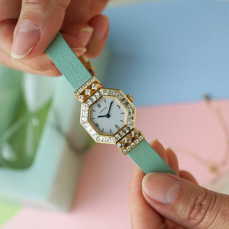 Cartier Vintage Andine with Asscher-Cut Diamond Bezel in 18k Yellow Gold