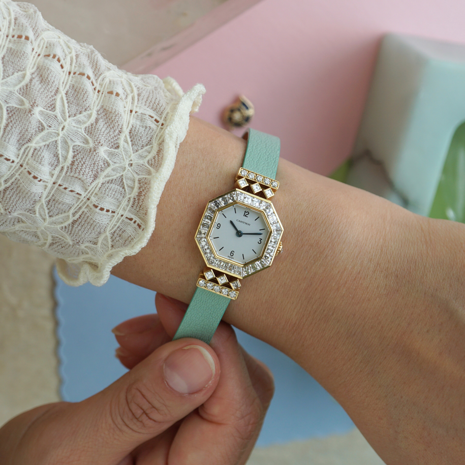 Cartier Vintage Andine with Asscher-Cut Diamond Bezel in 18k Yellow Gold