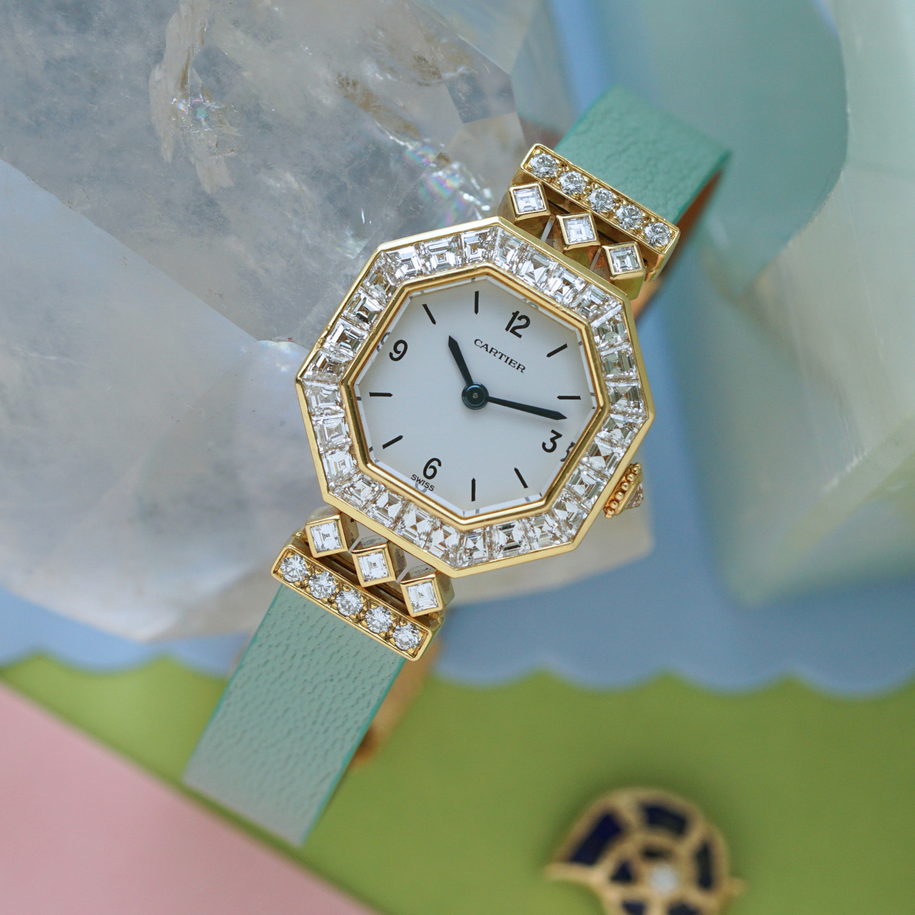 Cartier Vintage Andine with Asscher-Cut Diamond Bezel in 18k Yellow Gold