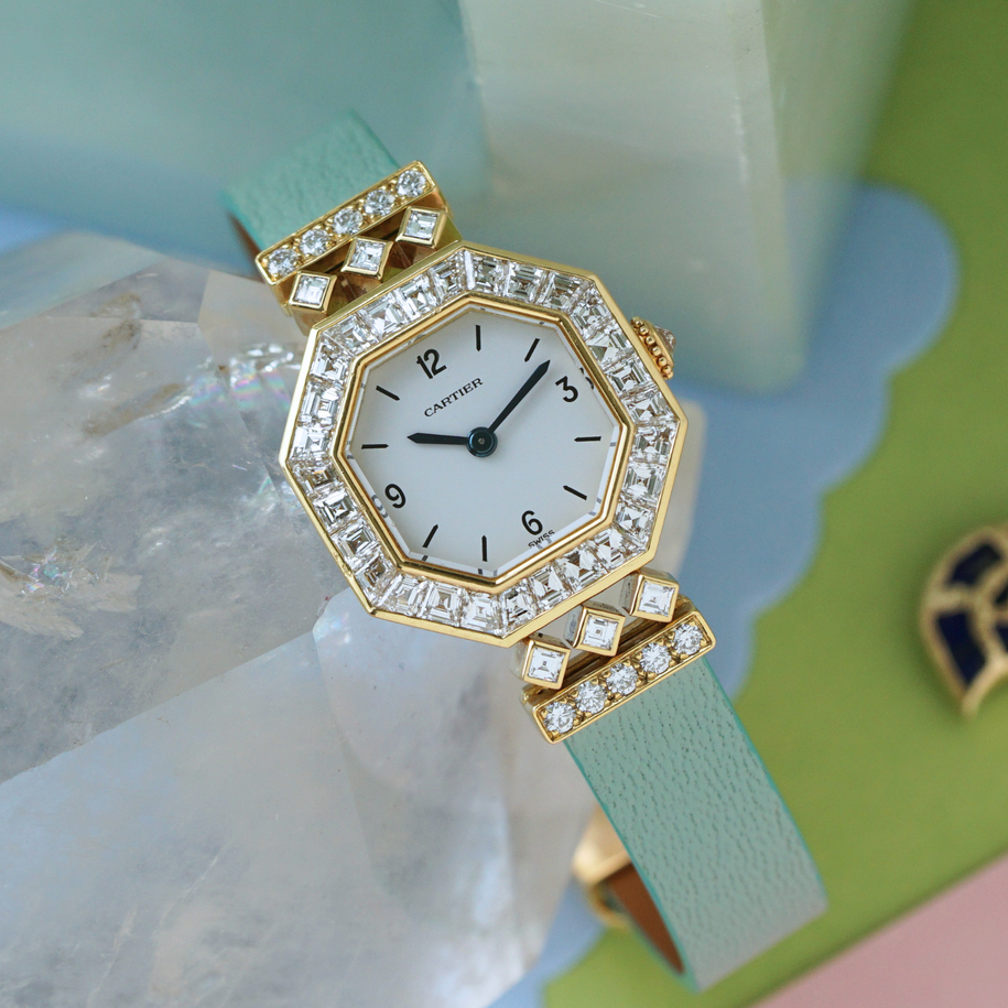 Cartier Vintage Andine with Asscher-Cut Diamond Bezel in 18k Yellow Gold