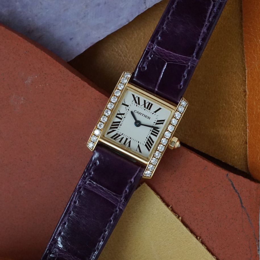 Cartier Small Tank Francaise Diamonds WE100131 Yellow Gold