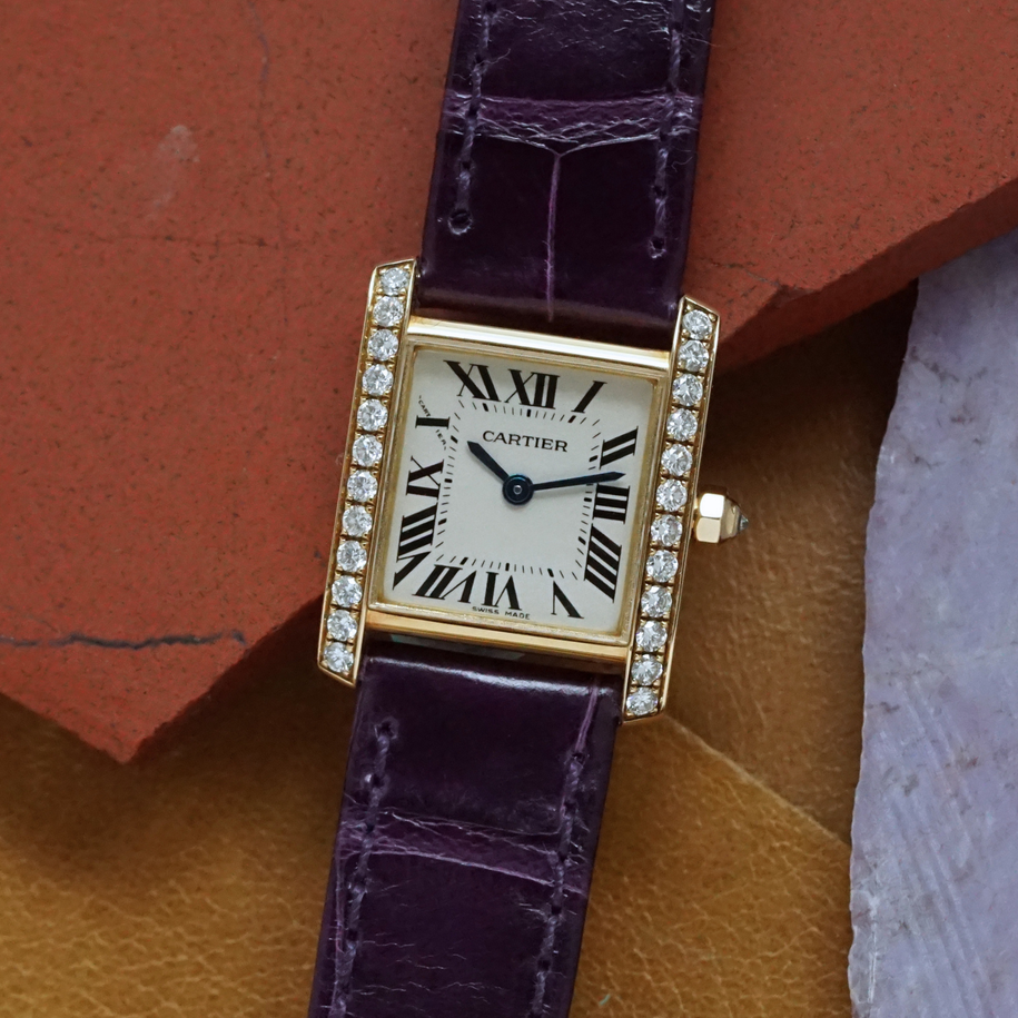 Cartier Small Tank Francaise Diamonds WE100131 Yellow Gold