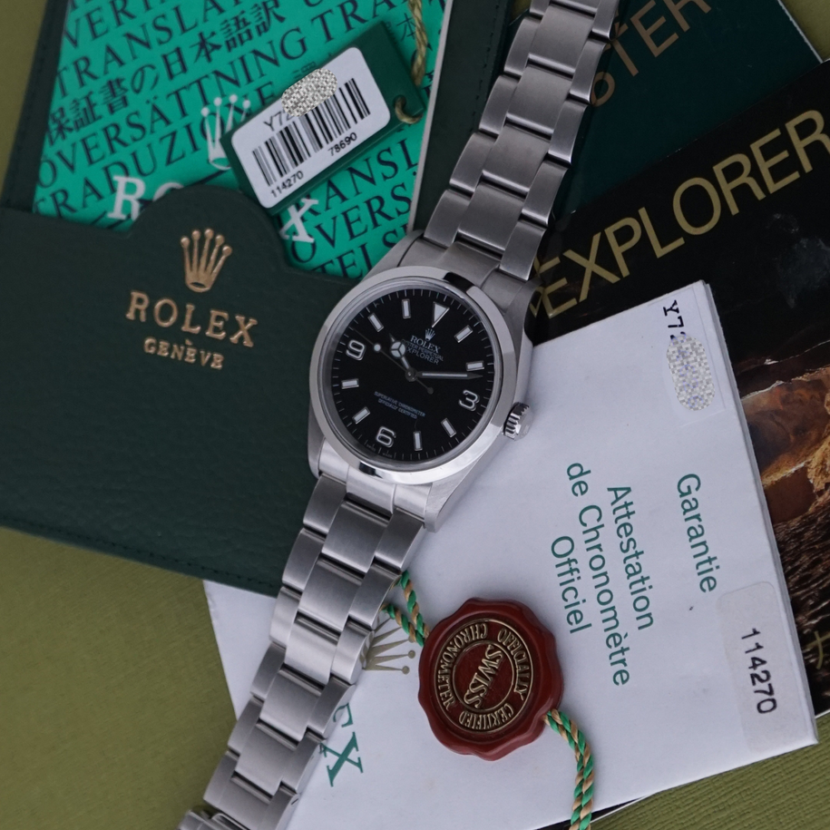 Rolex Explorer I 2003 Papers Ref. 114270 Stainless Steel Box Books Tags Complete