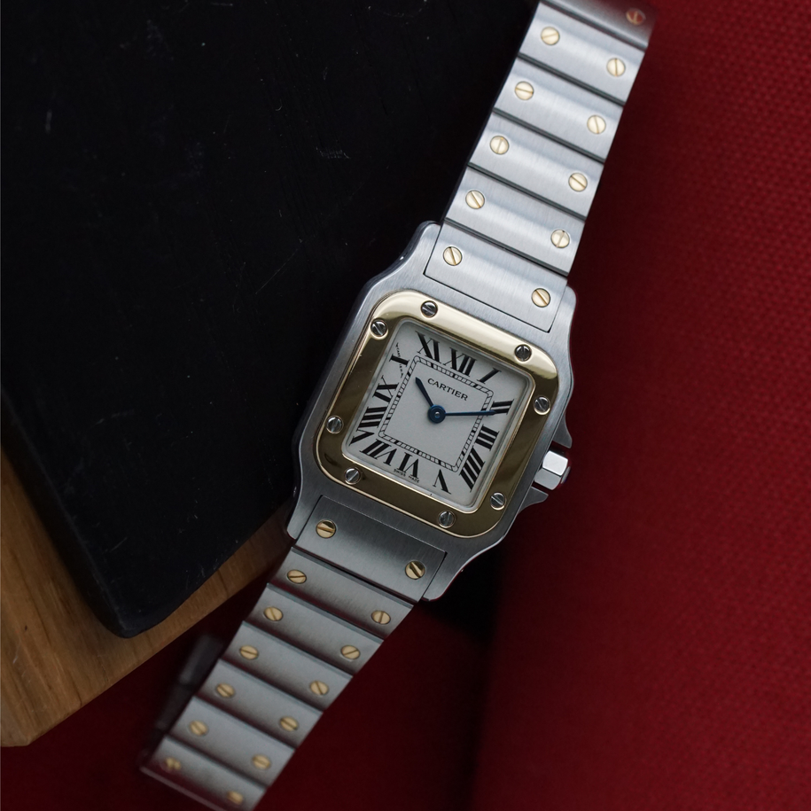 Cartier Santos Galbee Small Two Tone Quartz Watch Steel Gold 2009 Papers