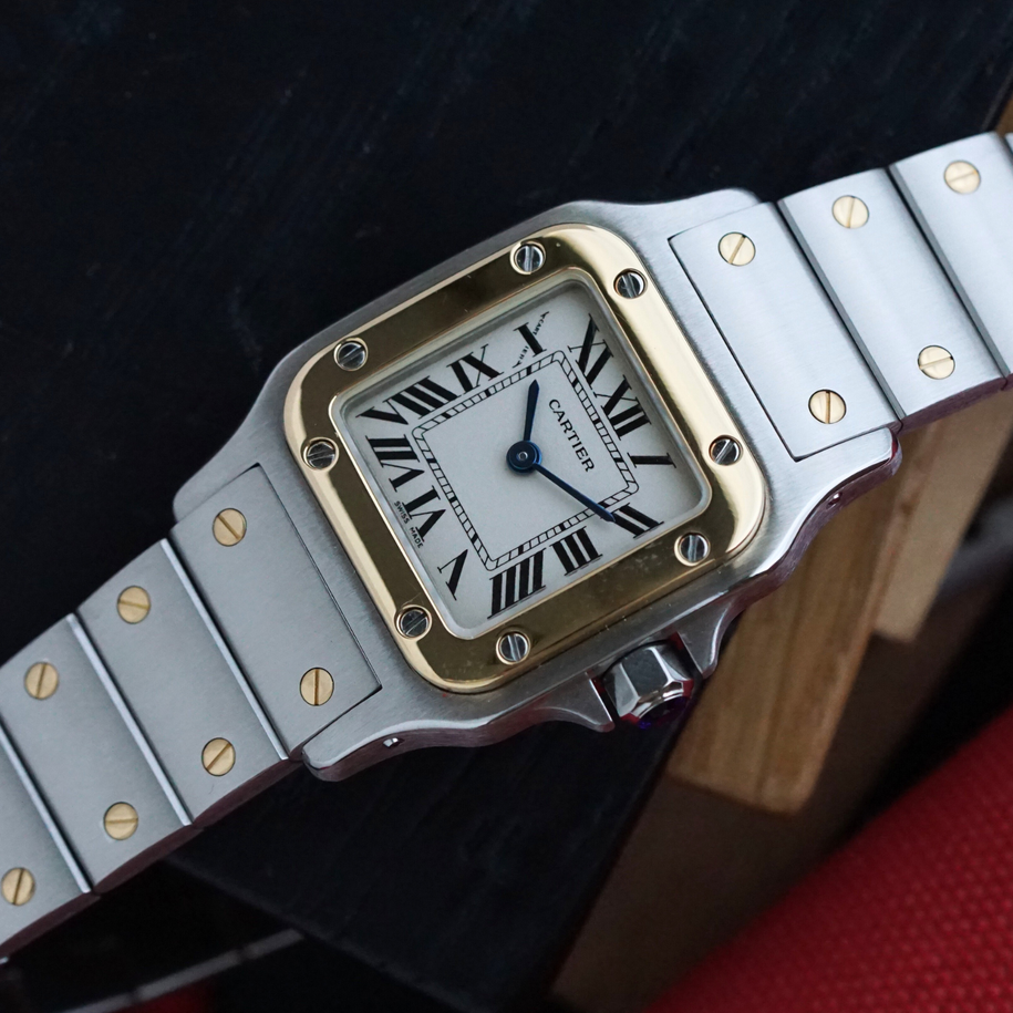 Cartier Santos Galbee Small Two Tone Quartz Watch Steel Gold 2009 Papers