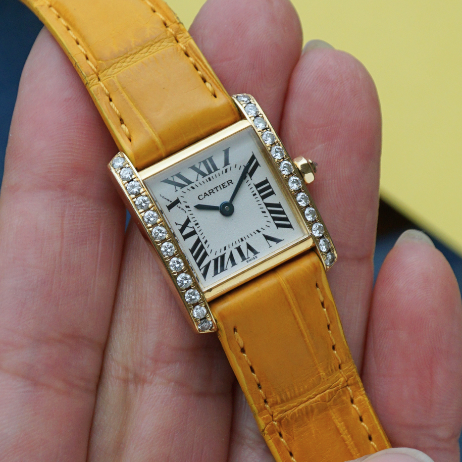 Cartier-tank-francaise-small-18k-yellow-gold-diamond-bezel-watch-8