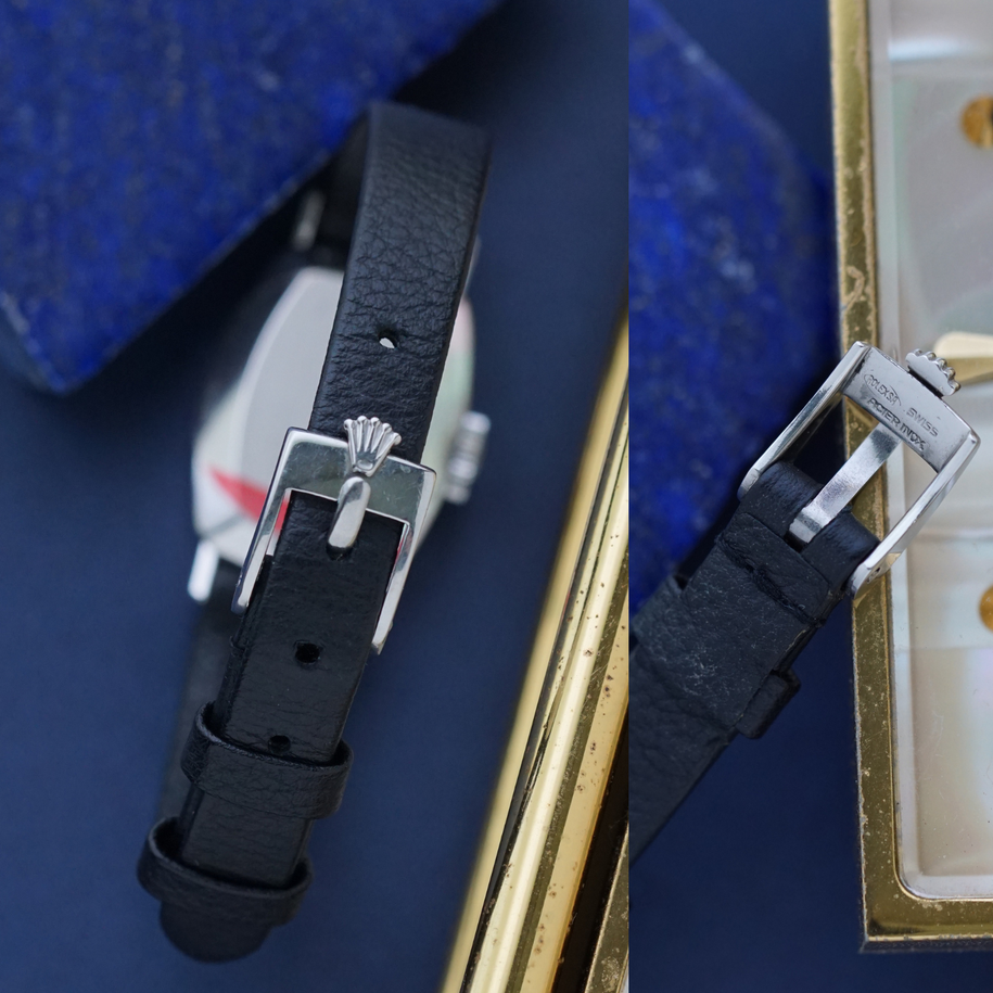 Rolex Precision 2648 Vintage 18k White Gold Blue Dial Manual Wind Watch 1968-69