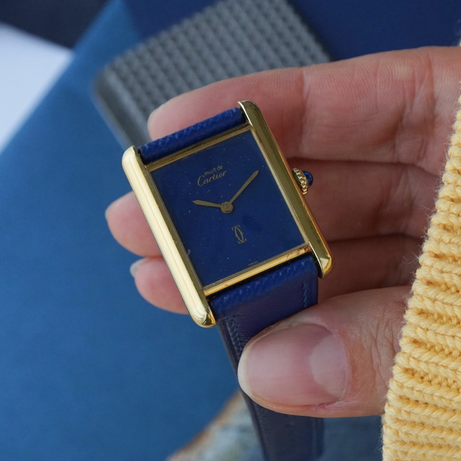 Cartier Must de Cartier Tank Blue Dial Vermeil Manual Wind 1970s