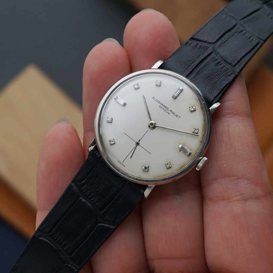 Audemars Piguet Vintage 18k White Gold Diamond Dial, Circa 1960s
