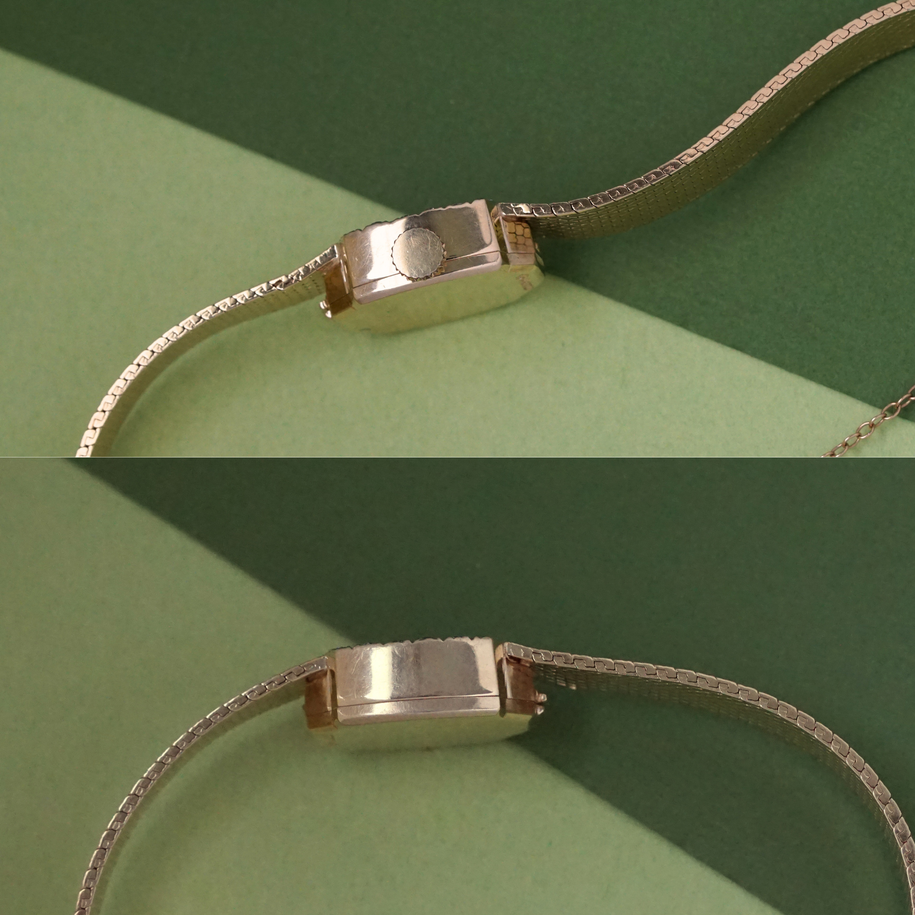 Vintage Rolex 14K Gold Diamond Cocktail Watch Integrated Bracelet Manual Wind