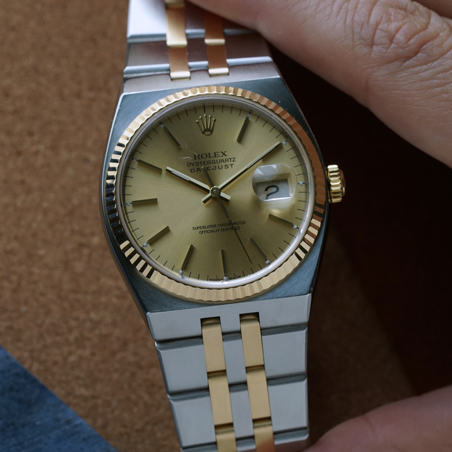 Vintage Rolex Oyster Quartz Datejust 17013 18k Gold & Steel
