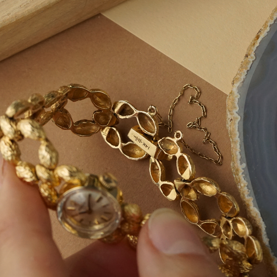 Vintage Rolex 14k Yellow Gold Nugget Bracelet