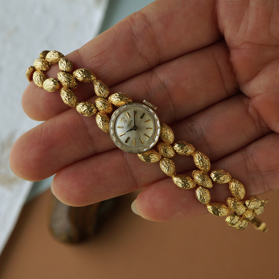 Vintage Rolex 14k Yellow Gold Nugget Bracelet