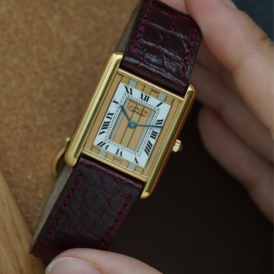 Cartier Tank Must Vermeil Tricolor Enamel Dial Quartz Service Papers