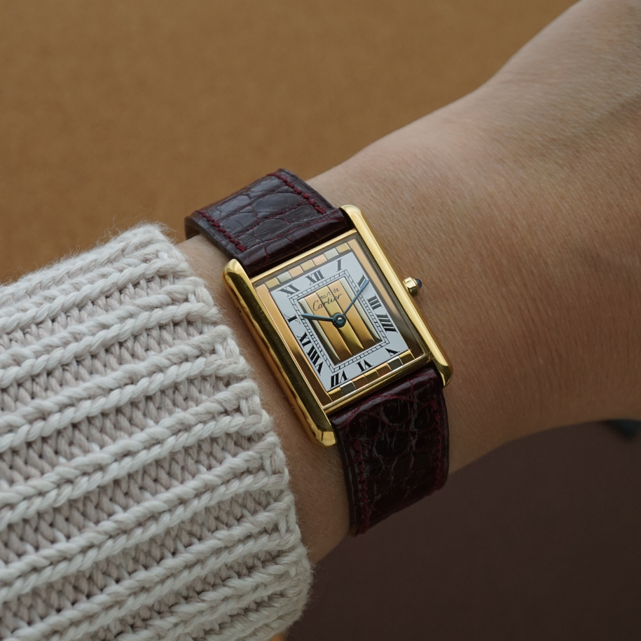 Cartier Tank Must Vermeil Tricolor Enamel Dial Quartz Service Papers