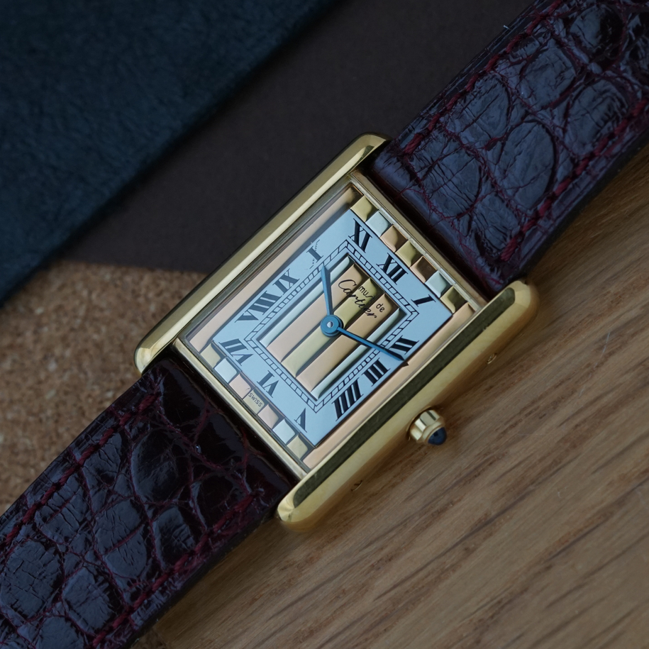 Cartier Tank Must Vermeil Tricolor Enamel Dial Quartz Service Papers