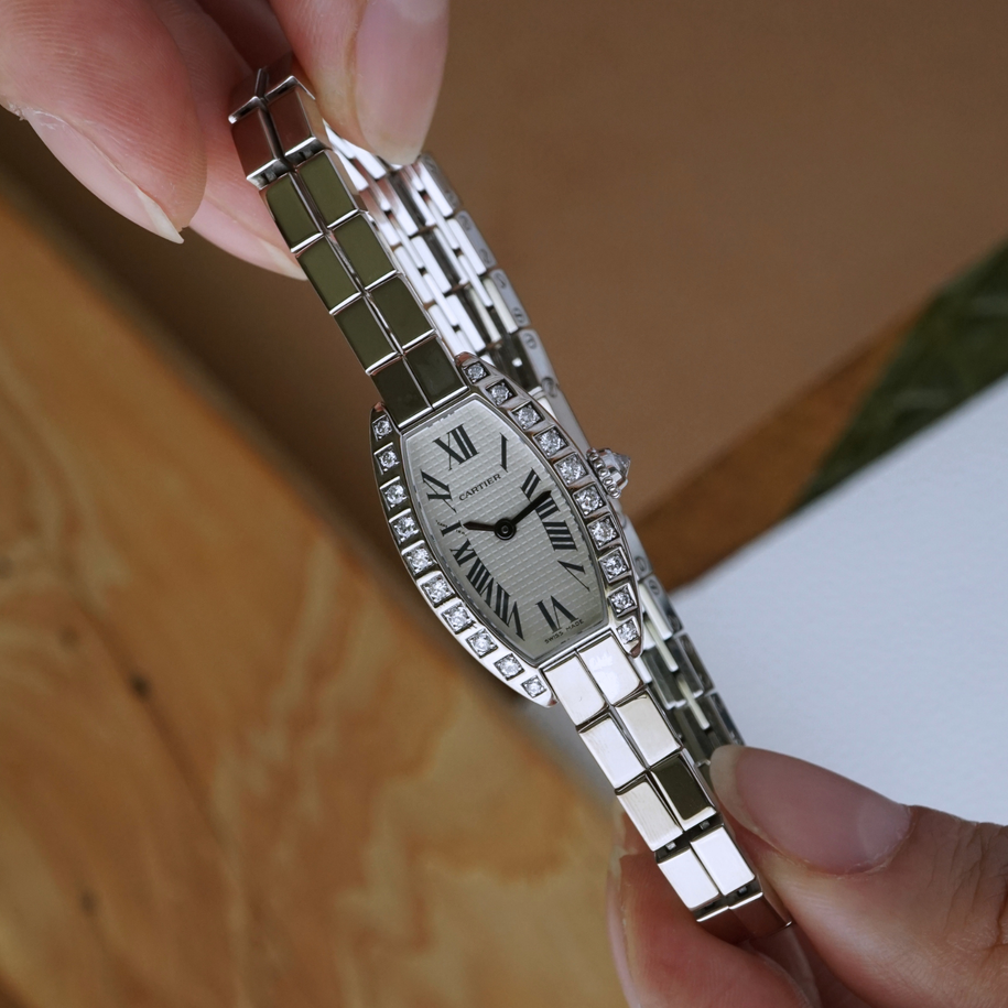 Cartier Lanieres Tonneau Diamond White Gold Bracelet