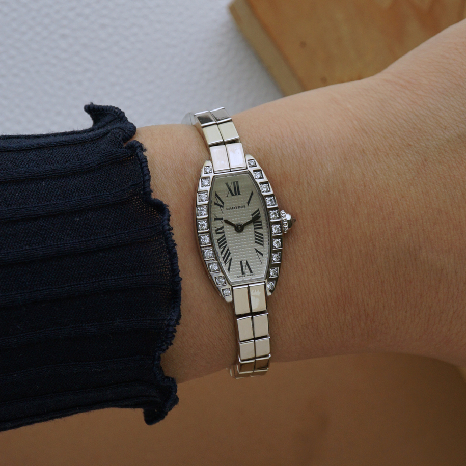 Cartier Lanieres Tonneau Diamond White Gold Bracelet