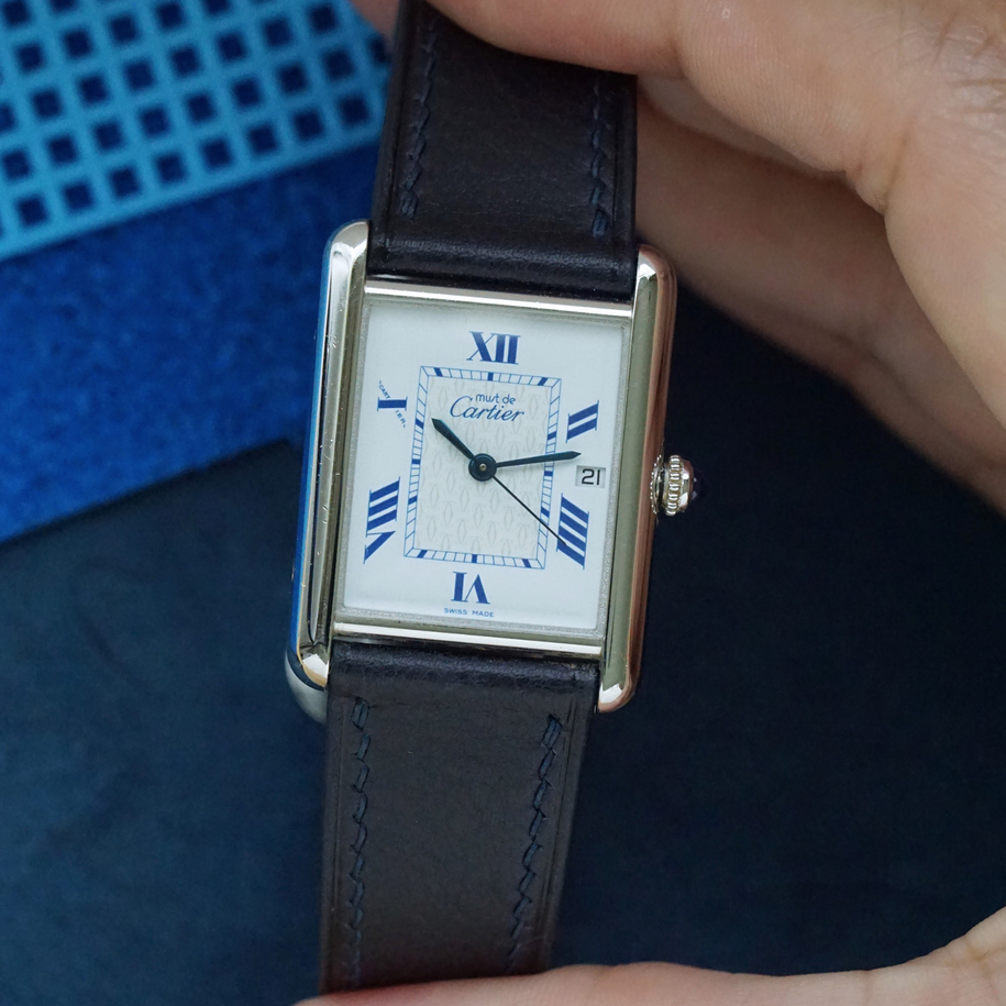 Cartier Tank Sterling Silver Date Manual Wind 2000s