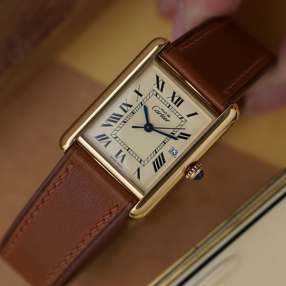 Cartier Tank Must Large Vermeil Date 1990s