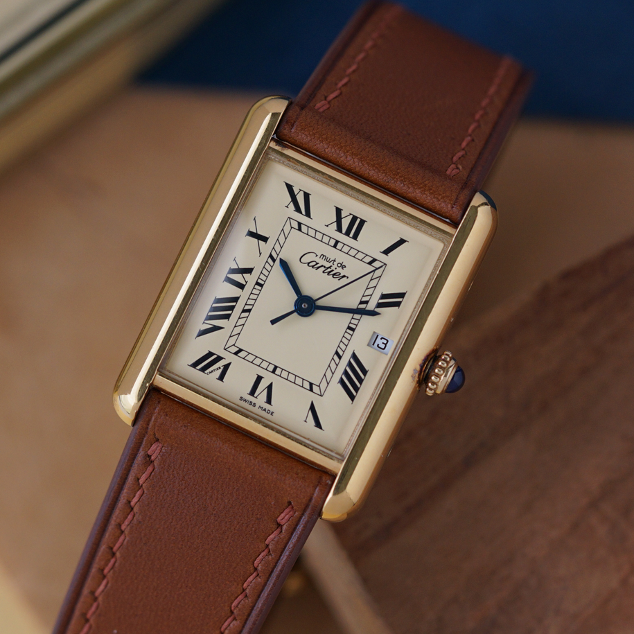 Cartier Tank Must Large Vermeil Date 1990s