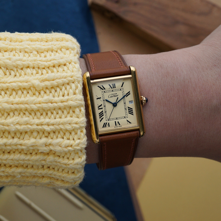 Cartier Tank Must Large Vermeil Date 1990s