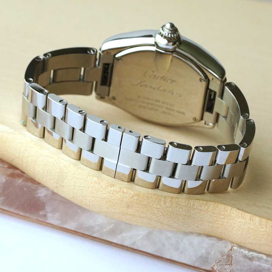 Cartier Roadster Small Coral Sunburst Dial Steel Quartz W62054V3