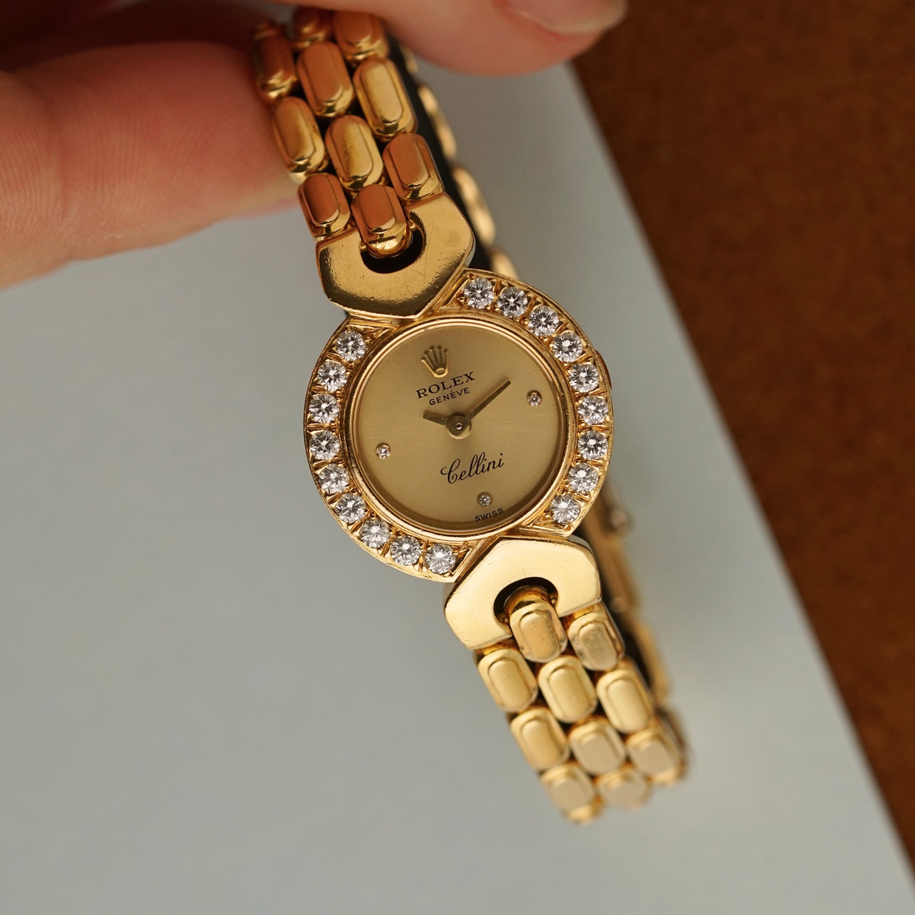 Rolex Cellini Ref. 2505 18K Yellow Gold Diamond Bezel Bracelet Watch